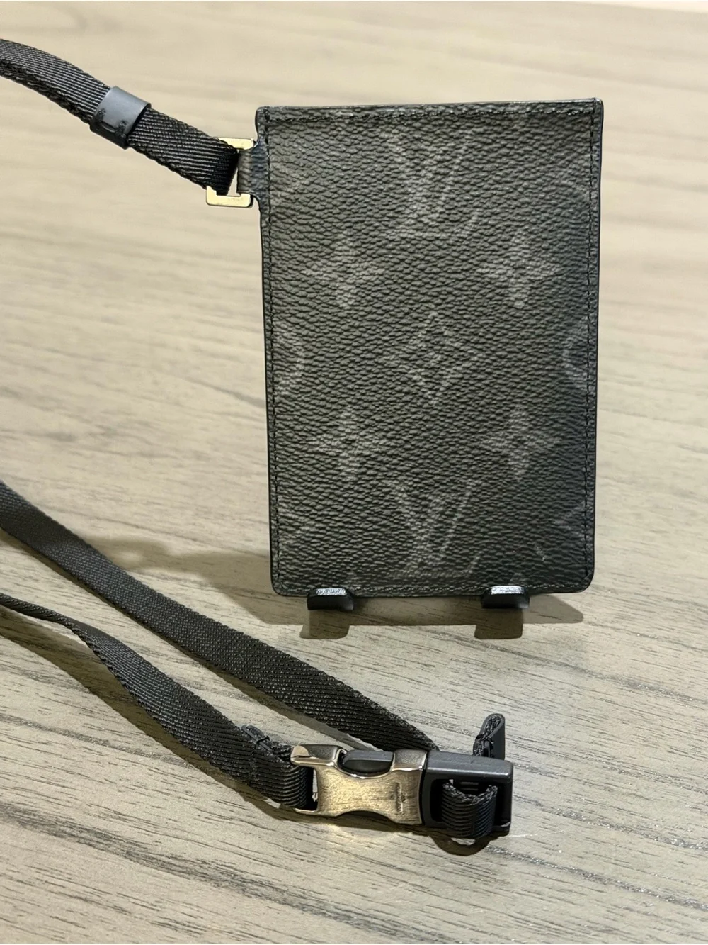 Louis Vuitton Black Monogram Card Holder with Lanyard